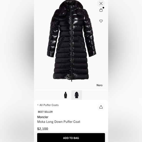 Women’s Moncler Moka Long coat worn 3 times. Large fits like women size 6/8